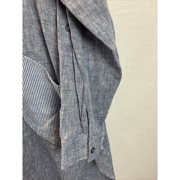 NEW For Cynthia Tunic top roll tab pocket tunic top size M Chambray lagenlook - Picture 3 of 12
